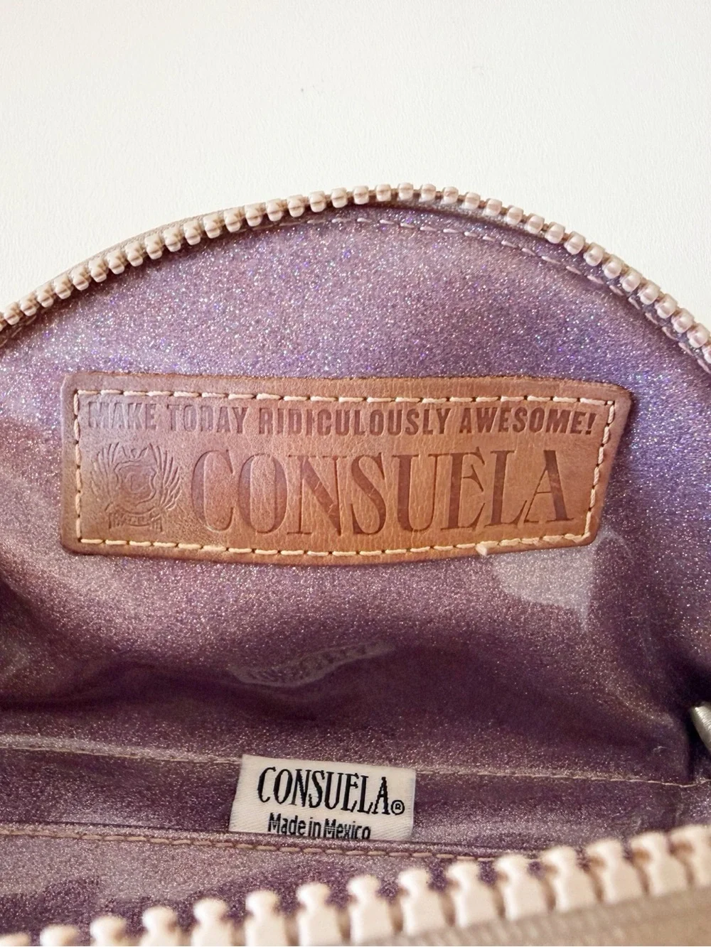 Consuela Bag Evadney Metallic Gold Quilted Cosmetic Make Up Case Chevron Travel
